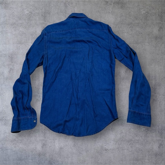 Boggi Milano Men’s Snap Button Blue Long Sleeve‎ Tencel Shirt Men’s Size Small - Picture 8 of 9